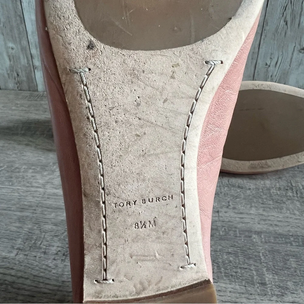 Tory Burch Blush Pink Flats with Gold Logo 8.5